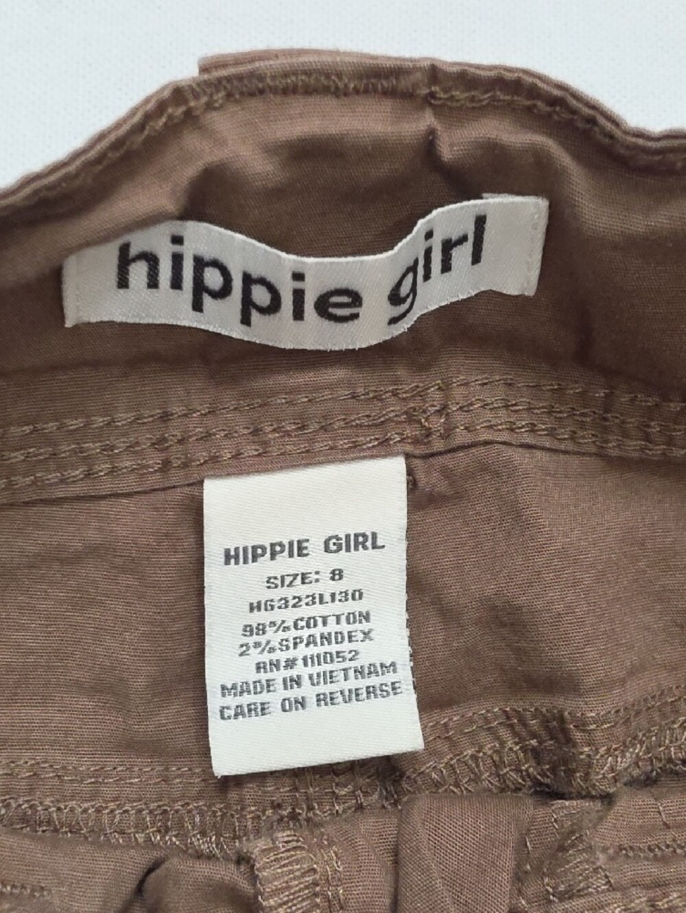 Girl's Super Cute Brown Cargo Pants with Button Flap Pockets - Picture 5 of 5
